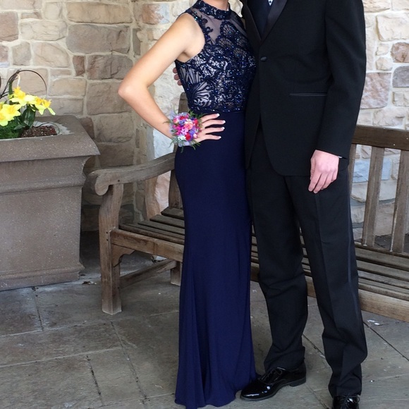 Navy Prom Dress - Picture 1 of 8